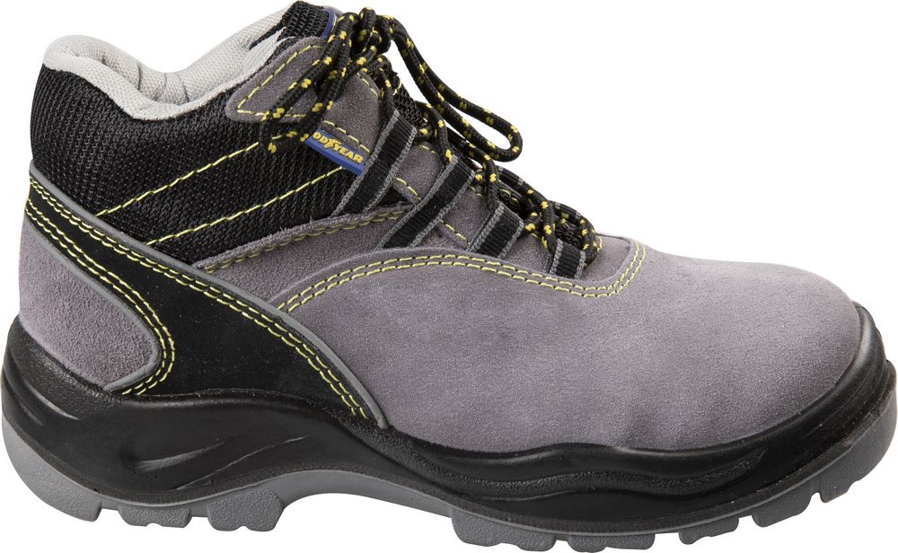 Goodyear Scarpe antinfortunistiche alte con metallo S1P in pelle scamosciata colore nero e grigio taglia 44