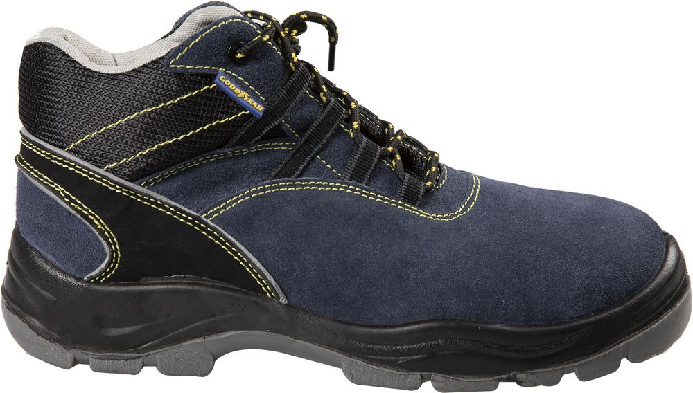 Goodyear Scarpe antinfortunistiche alte con metallo S1P in pelle scamosciata colore blu e nero taglia 46